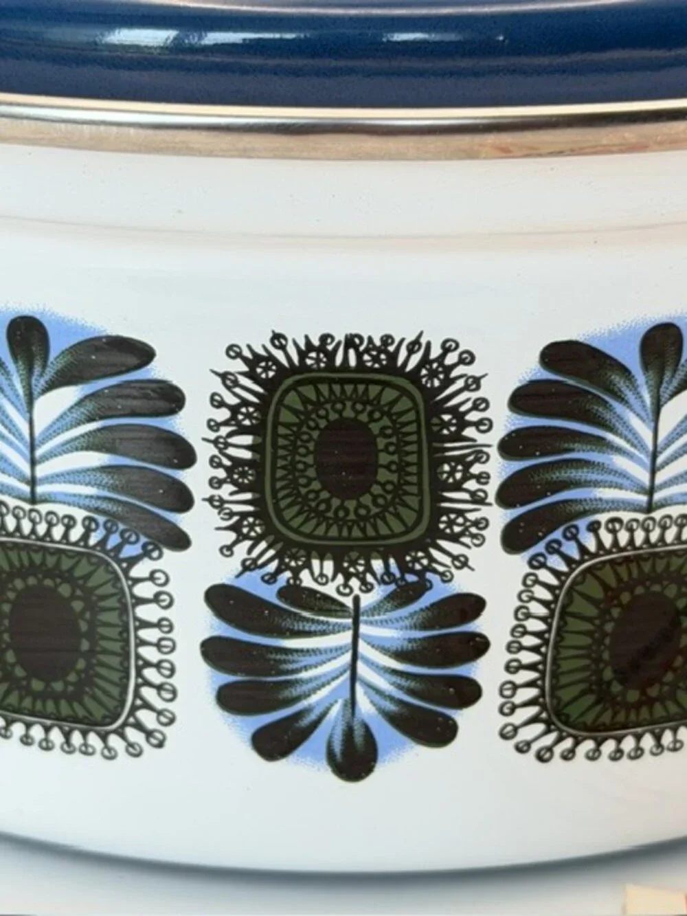 Austria Email Universal 8” Enamel Saucepan Cobalt Blue & Green ST-18 Vintage NEW